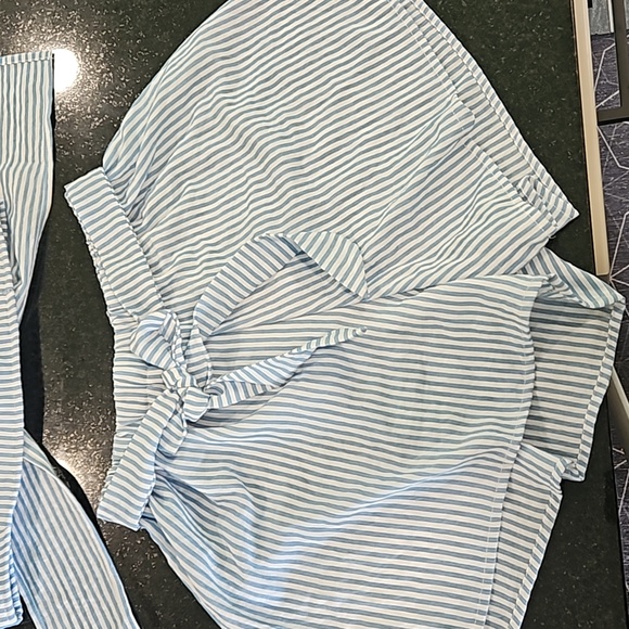 Blue & White Striped 2 Piece Outfit NWOT - Picture 2 of 9